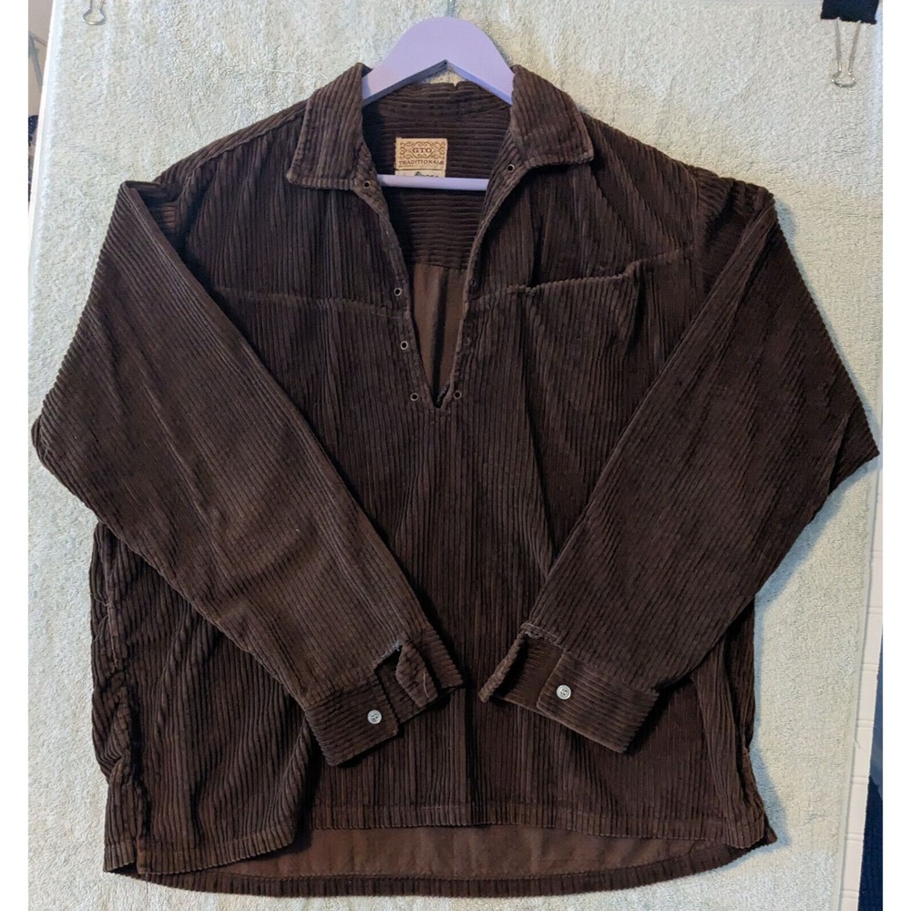 G.T.O. Ponderosa Corduroy Western Hippie Shirt Pullover Lace-up